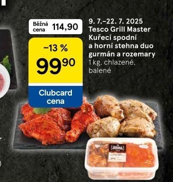 Marinovaná kuřecí stehna Gurmán a Rozemary Grill Master Tesco