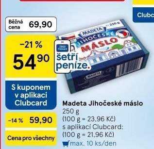 Máslo Jihočeské Madeta