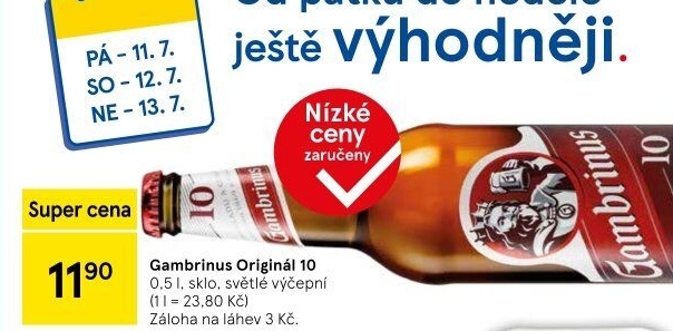 Pivo světlé výčepní Originál 10° Gambrinus