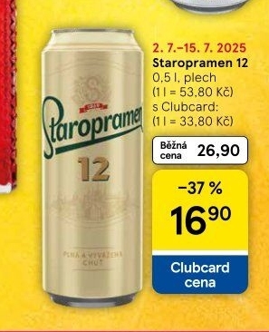 Pivo světlý ležák 12° Staropramen