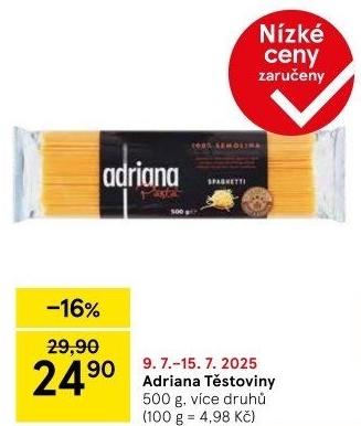 Těstoviny semolinové Adriana