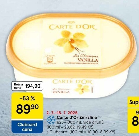 Zmrzlina ve vaničce Carte D'