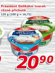 Tvarohové pomazánky Delikátní Président