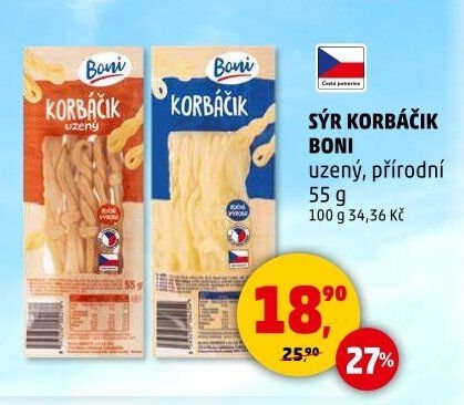 Sýr korbáčik Boni 55 g