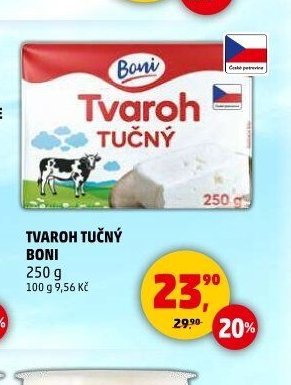 Tvaroh tučný Boni 250 g