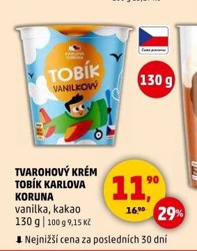 Tvarohový krém Tobík Karlova Koruna 130 g