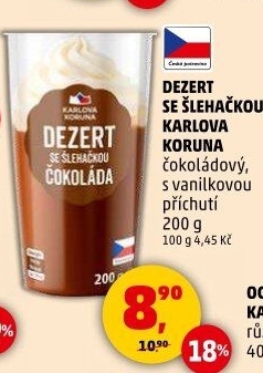 Dezert pudink se šlehačkou Karlova Koruna