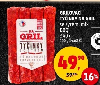 Grilovací tyčinky se sýrem Na gril Penny