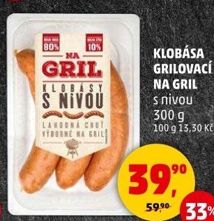 Klobása s nivou Na Gril Penny