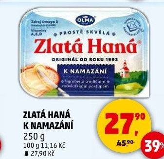Margarín k namazání Zlatá Haná Olma