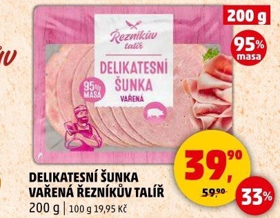 Šunka delikatesní vařená Řezníkův talíř