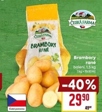 Brambory konzumní rané Česká farma