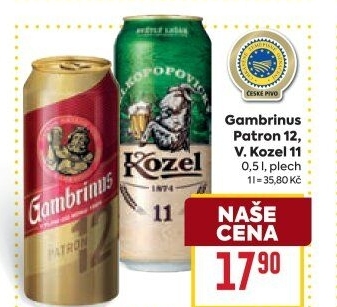 Pivo světlý ležák 11° Medium Velkopopovický Kozel