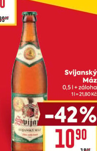 Pivo světlý ležák 11° Svijanský Máz Svijany