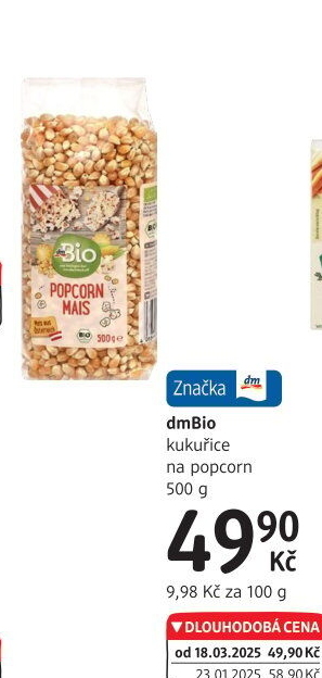 Kukuřice na výrobu popcornu dm Bio
