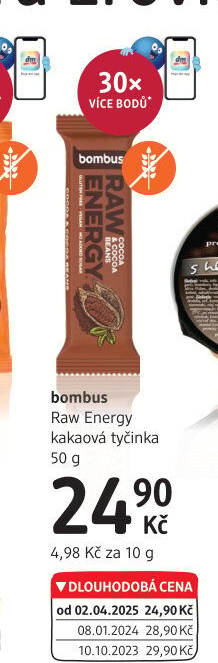 Tyčinka Bombus Raw bez lepku Energy