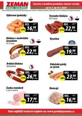akční leták ZEMAN maso - uzeniny 14.7.2025-19.7.2025