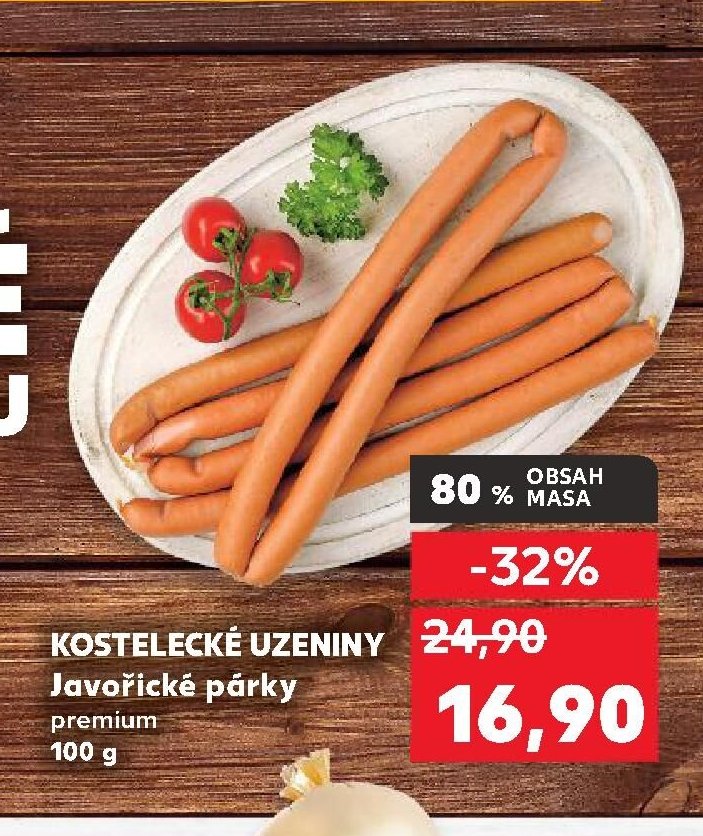 KOSTELECKÉ UZENINY Javořické párky premium 100 g