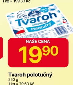 Tvaroh polotučný z Poděbrad Milko