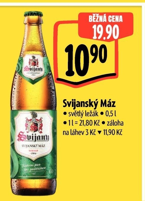 Pivo světlý ležák 11° Svijanský Máz Svijany