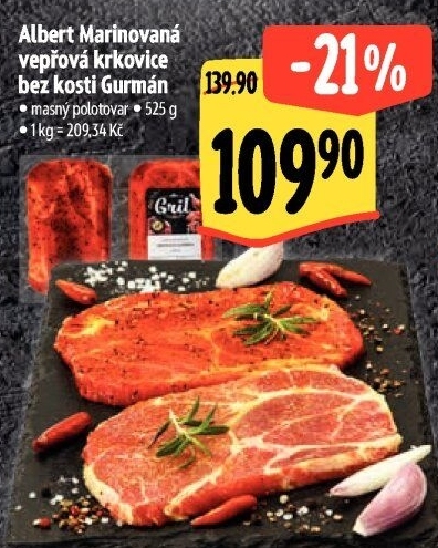 Vepřová krkovice marinovaná bez kosti Gurmán Albert Gril