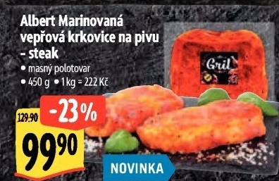 Vepřová krkovice marinovaná bez kosti na pivu Albert Gril