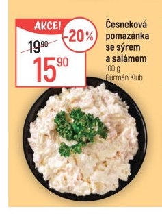 Česneková pomazánka se sýrem a salámem