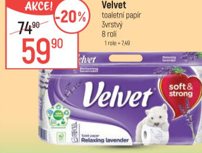 Toaletní papír 3vrstvý Velvet