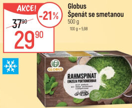 Špenát se smetanou mražený Globus