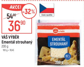 Sýr Ementál strouhaný Váš Výběr