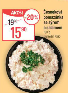 Česneková pomazánka se sýrem a salámem