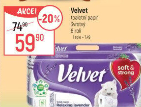 Toaletní papír 3vrstvý Velvet