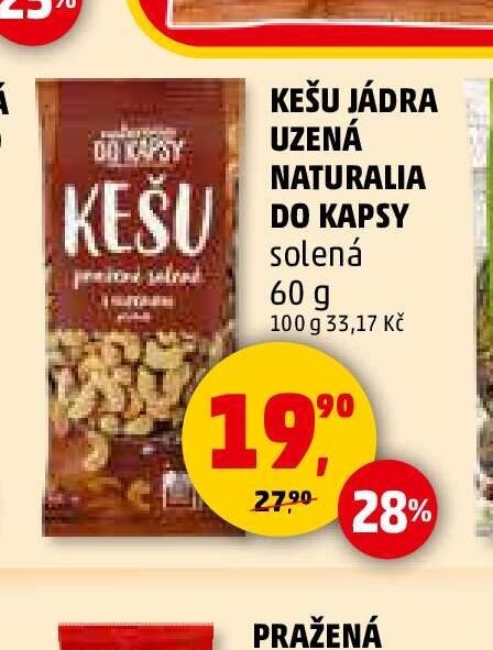KEŠU JÁDRA UZENÁ NATURALIA DO KAPSY 60 g
