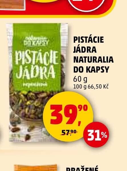 PISTÁCIE JÁDRA NATURALIA DO KAPSY 60 g