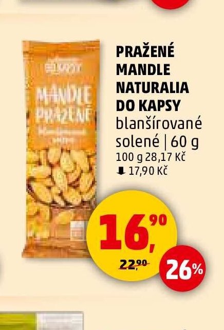 PRAŽENÉ MANDLE NATURALIA DO KAPSY 60 g