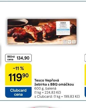 Tesco Vepřová žebírka s BBQ omáčkou