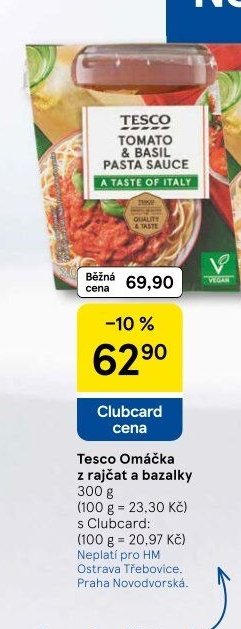 Tesco Omáčka z rajčat a bazalky