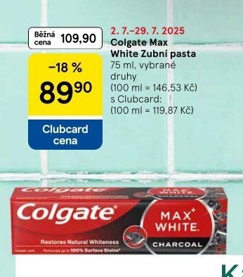 Colgate Max White Zubní pasta 75 ml - Tesco akcniletaky.com