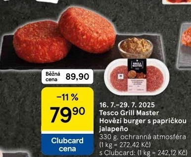 Hovězí burger Jalapeňo Grill Master Tesco
