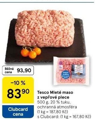 Maso mleté vepřové z plece Tesco