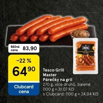 Párečky na gril Grill Master Tesco