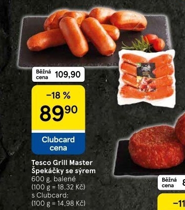 Špekáčky se sýrem Grill Master Tesco
