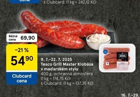 Tesco Grill Master Klobása v maďarském stylu