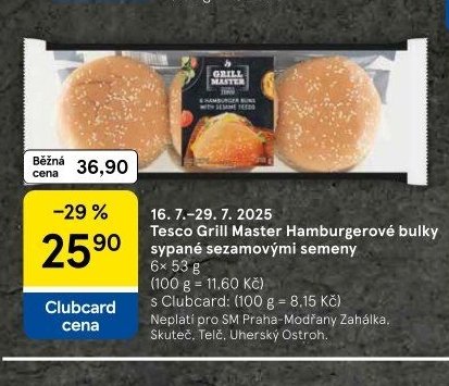 Tesco Grill Master Hamburgerové bulky sypané sezamovými semeny - Tesco akcniletaky.com