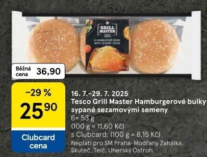 Bulka na hamburger Grill Master Tesco