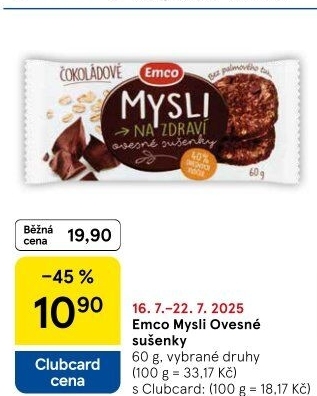 Ovesné sušenky Mysli na zdraví Emco