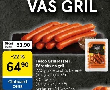 Párečky na gril Grill Master Tesco