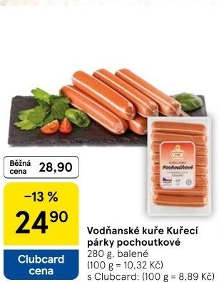 Párky kuřecí pochoutkové Vodňanské kuře