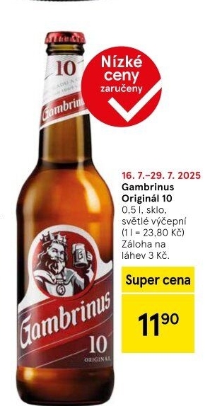 Pivo světlé výčepní Originál 10° Gambrinus