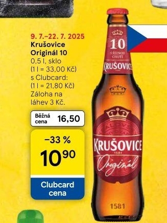 Pivo světlé výčepní Originál Královská 10° Krušovice